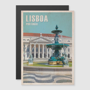 Invitación Magnética Afiche de viaje de Lisboa Teatro D. Maria II, Port