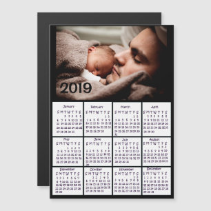 Invitación Magnética Agregar una foto a este calendario negro 2019