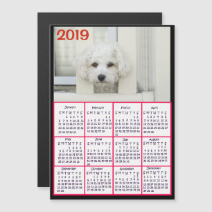 Invitación Magnética Agregar una foto a este calendario rojo 2019