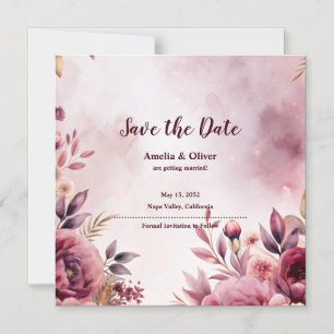 Invitación Magnética Aguamarina Floral Boda Save the Date