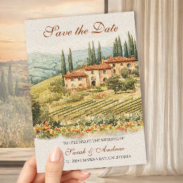 Invitación Magnética Aguarela de viñedo Chianti para boda Save the Date