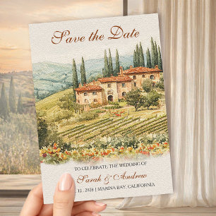 Invitación Magnética Aguarela de viñedo Chianti para boda Save the Date