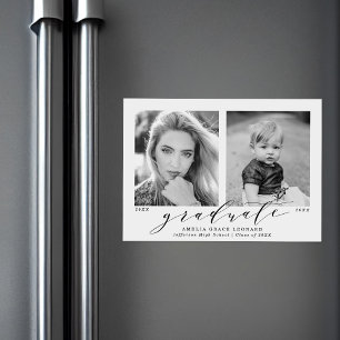 Invitación Magnética Ahora y después 2 Graduación de fotos