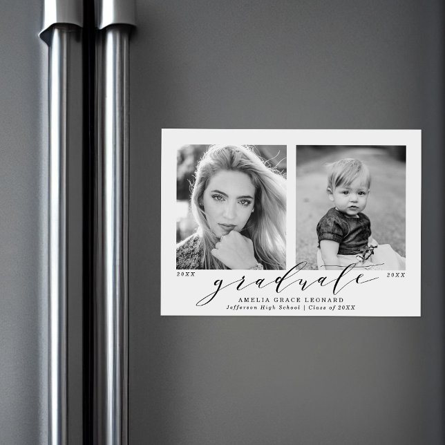 Invitación Magnética Ahora y después 2 Graduación de fotos (Subido por el creador)