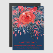 Ahorre la fecha de Watercolor Blue Denim / Red Ros