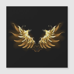 Invitación Magnética Alas del Ángel de Oro sobre fondo negro
