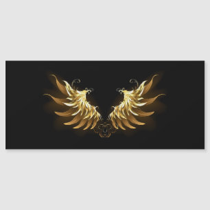 Invitación Magnética Alas del Ángel de Oro sobre fondo negro