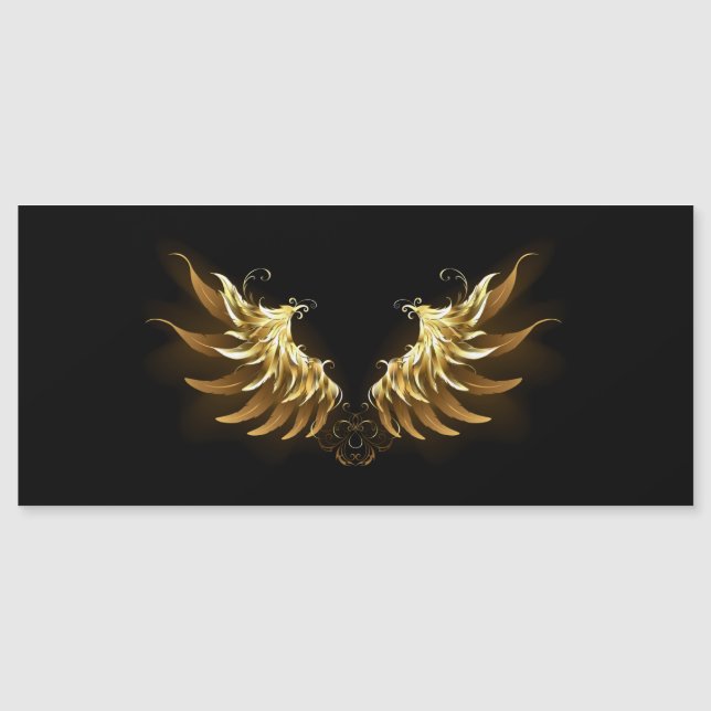 Invitación Magnética Alas del Ángel de Oro sobre fondo negro (Anverso)
