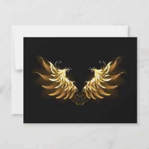 Invitación Magnética Alas del Ángel de Oro sobre fondo negro