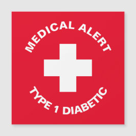 Invitación Magnética Alerta médica personalizada Rojo diabético