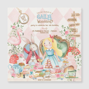 Invitación Magnética Alicia aventuras en Woderland Birthday Tea Fiesta