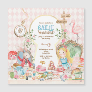 Invitación Magnética Alicia aventuras en Woderland Birthday Tea Fiesta