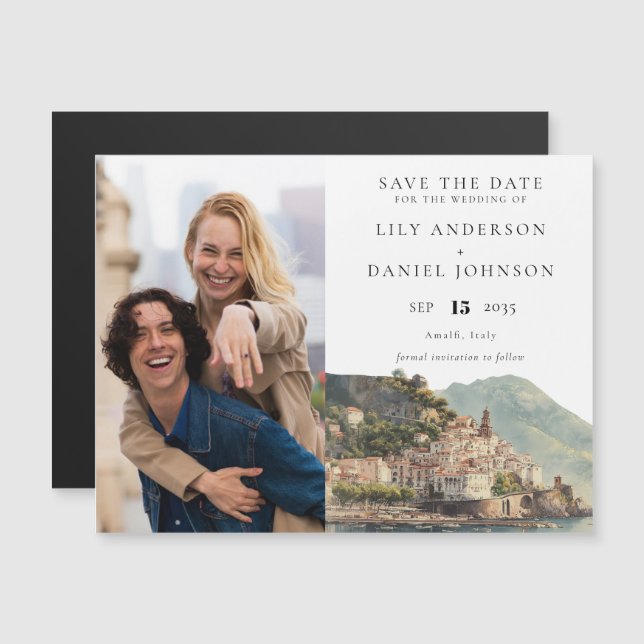 Invitación Magnética Amalfi Wedding Photo Save The Date (Anverso/Reverso)