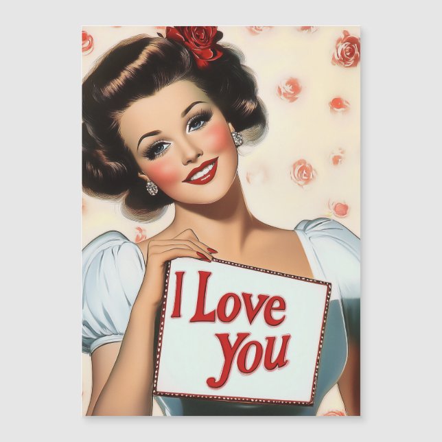 Invitación Magnética Amor retro de clavijas (Anverso)