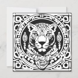 Invitación Magnética Ancient Mayan Style Jaguar Warrior Tribal Mask Art