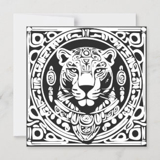 Invitación Magnética Ancient Mayan Style Jaguar Warrior Tribal Mask Art