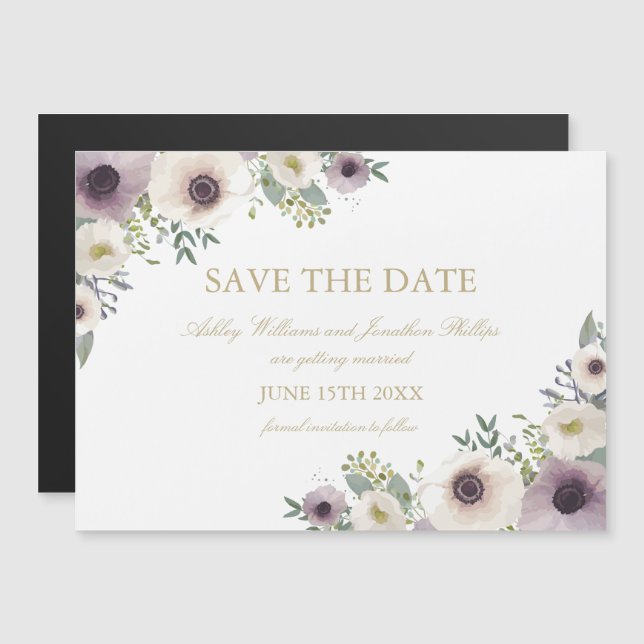 Invitación Magnética Anemone Bouquet Magnetic Save the Date (Anverso/Reverso)