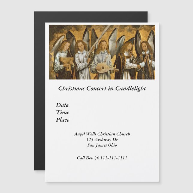 Invitación Magnética Ángel Músicos c1480 (Anverso/Reverso)