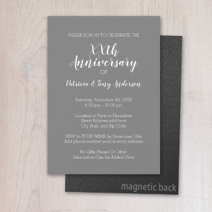 Invitación Magnética Aniversario de Boda - Fiesta Gris Blanco