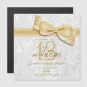 Invitación Magnética Aniversario de bodas de encaje número 13 con lazo 