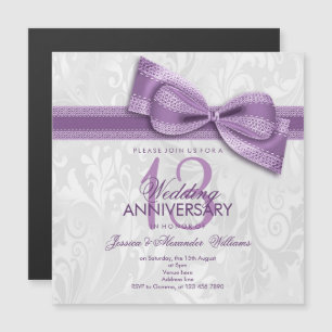 Invitación Magnética Aniversario de bodas de encaje número 13 con lazo
