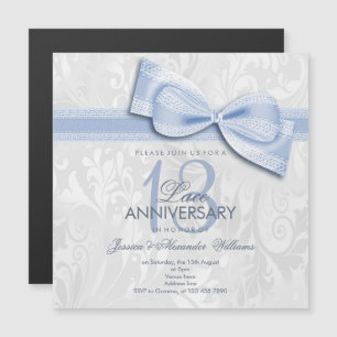 Invitación Magnética Aniversario de bodas de encaje número 13 con lazo
