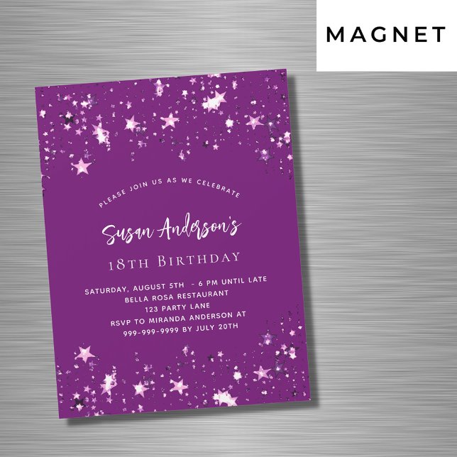 Invitación Magnética Aniversario de las estrellas moradas (Subido por el creador)