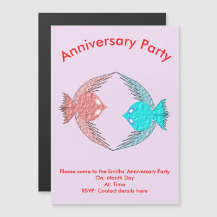 Invitación Magnética Aniversario Personalizado de Aves Amantes de Amor 