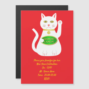 Invitación Magnética Año Nuevo Chino Personalizado Gato Afortunado Orie