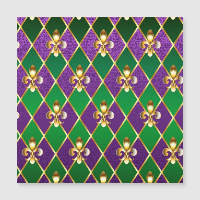 Invitación Magnética Antecedentes de joyas Mardi Gras (Anverso)