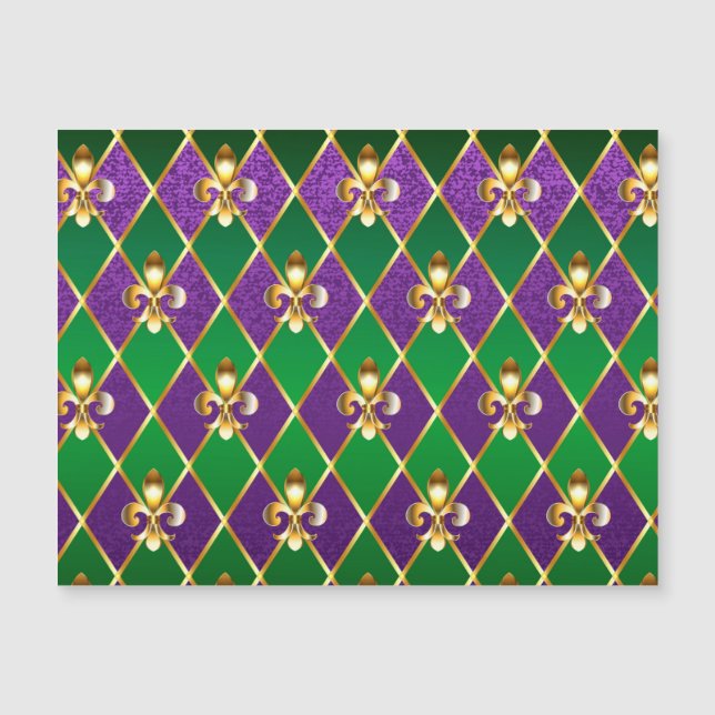 Invitación Magnética Antecedentes de joyas Mardi Gras (Anverso)