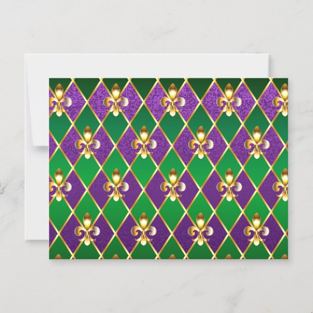 Invitación Magnética Antecedentes de joyas Mardi Gras (Anverso)