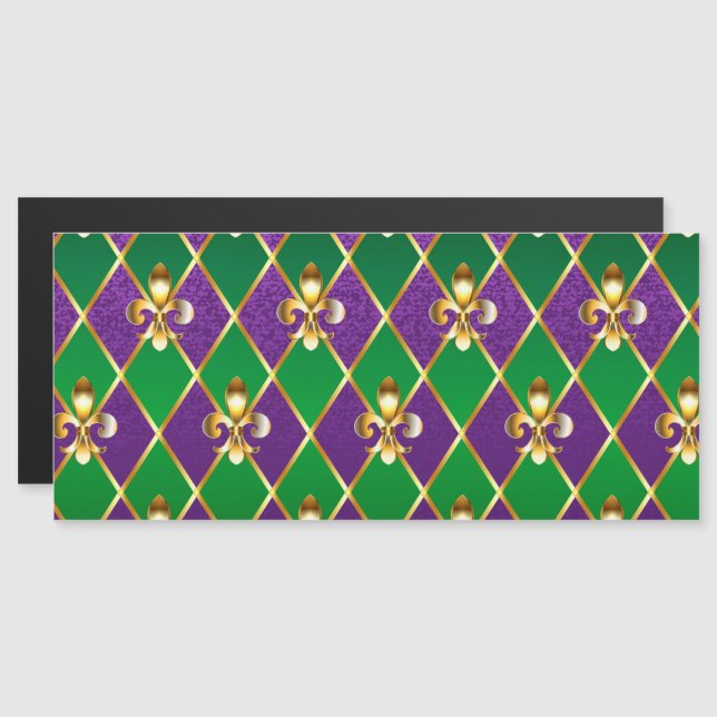 Invitación Magnética Antecedentes de joyas Mardi Gras (Anverso/Reverso)
