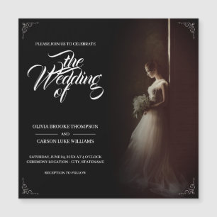 Invitación Magnética Anuncio de boda con novia de pie - Clásico