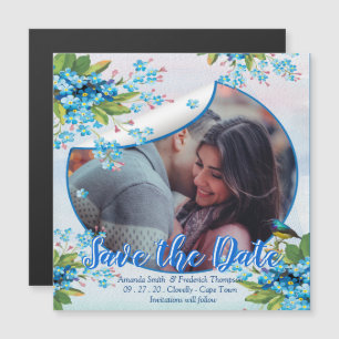 Invitación Magnética Anuncio de fechas de boda con flor de nomeolvides 