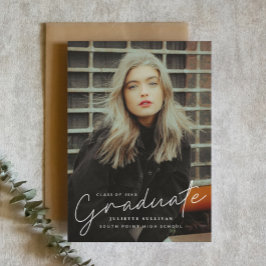 Invitación Magnética Anuncio de Graduación con Foto de Escritura Modern