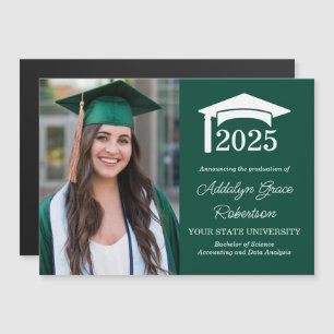 Invitación Magnética Anuncio de graduación con foto de Green College