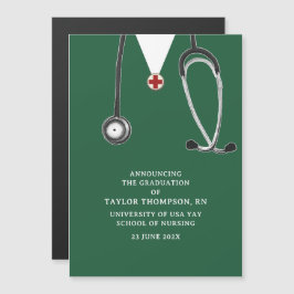 Invitación Magnética Anuncio de graduación de enfermería