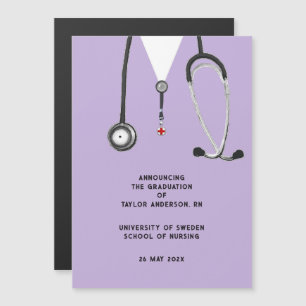 Invitación Magnética Anuncio de graduación de enfermería