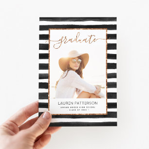 Invitación Magnética Anuncio de graduación magnético de Glam Rose Gold