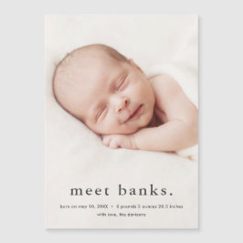 Invitación Magnética Anuncio de nacimiento de 3 fotos de bebé moderno