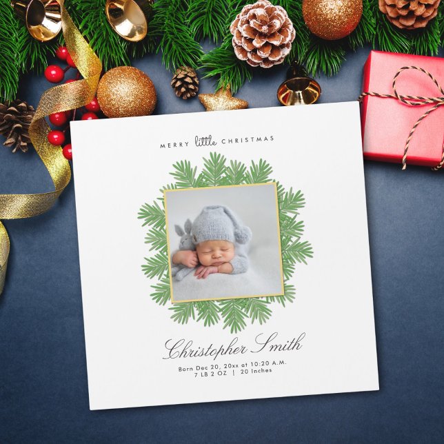 Invitación Magnética Anuncio de nacimiento de feriado de Navidades pequ (Subido por el creador)