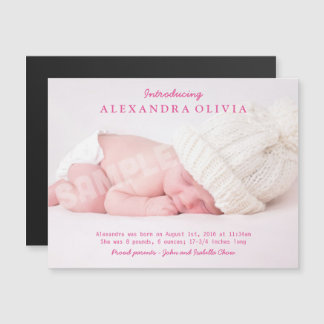Invitación Magnética Anuncio de nacimiento de foto de bebé personalizad