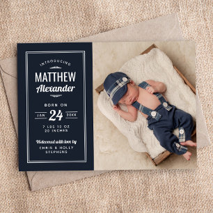 Invitación Magnética Anuncio de nacimiento de niño bebé magnético de la