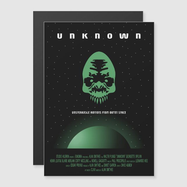 Invitación Magnética Anuncio de película de terror de Sci-Fi, desconoci (Anverso/Reverso)