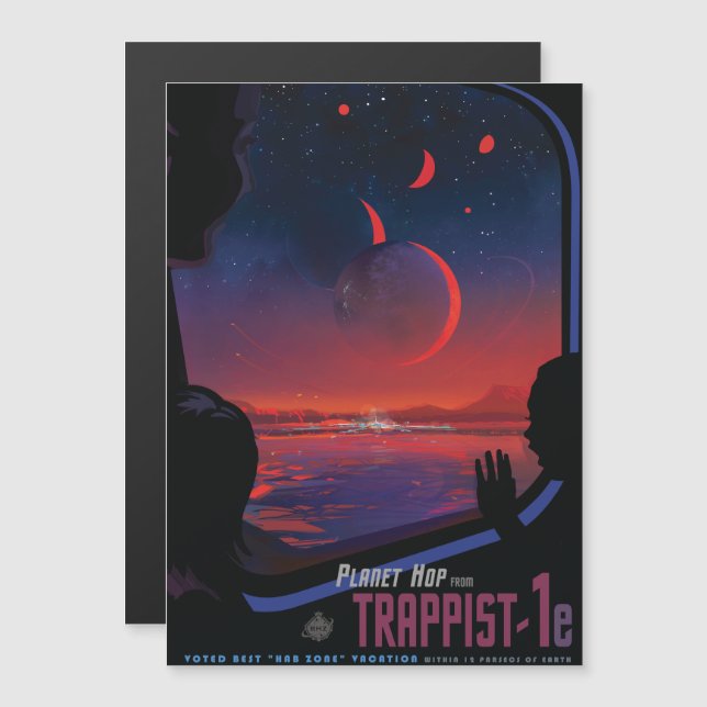 Invitación Magnética Anuncio de viajes de Sci-Fi, Planet Trapist-1e (Anverso/Reverso)