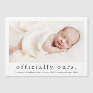 Invitación Magnética Anuncio Oficial de Adopción con Foto Mínima