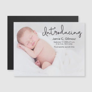 Invitación Magnética Anuncio personalizado de nacimiento de fotos de be
