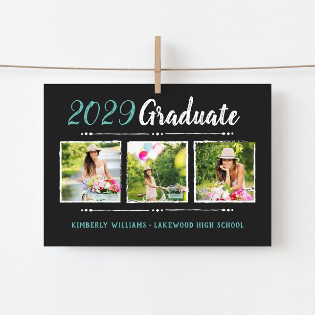 Invitación Magnética Anuncios de graduación de moda de 3 Collages de fo (Subido por el creador)