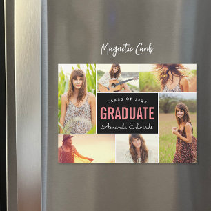 Invitación Magnética Anuncios modernos de graduación de 6 Collages de f
